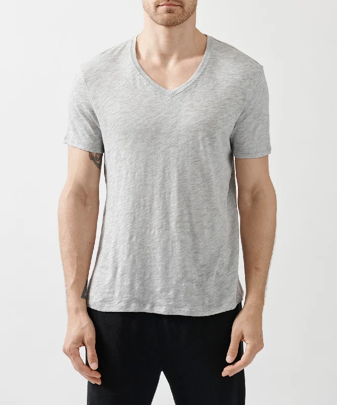 Slub Jersey V-Neck Tee - Heather Grey