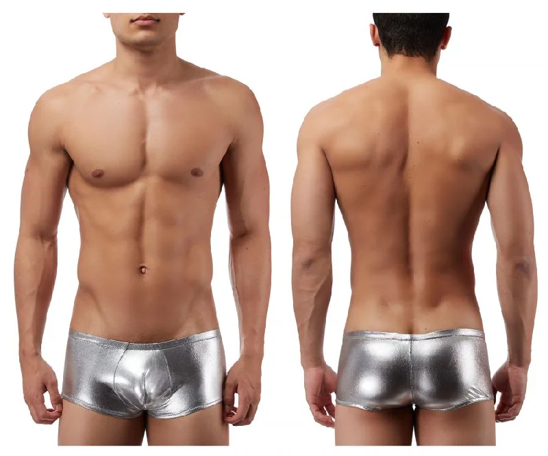 Men casual trunks-Male Power 153070 Heavy Metal Mini Short Boxer Briefs Color Silver