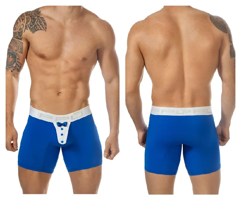 Men athletic briefs for sports-PPU 1325 Tuxedo Boxer Briefs Color Blue