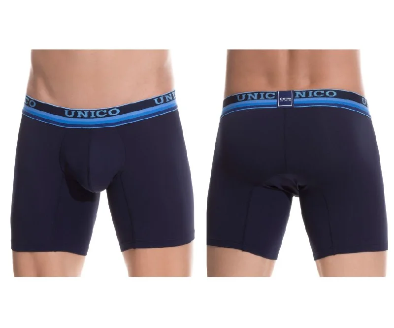 Men bamboo fabric underwear-Unico 1802010024082 Boxer Briefs Vernon Color Blue