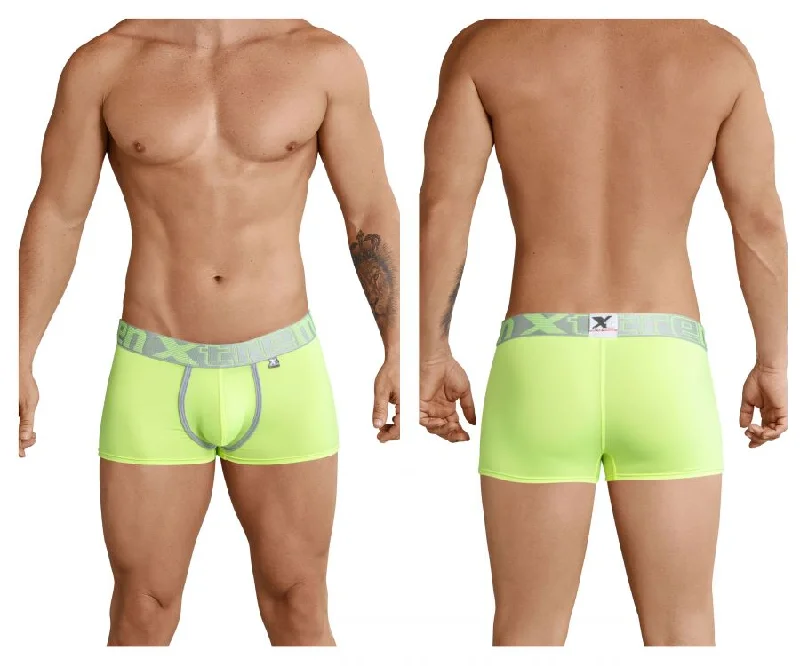 Men athletic briefs for sports-Xtremen 91028 Piping Boxer Briefs Color Green